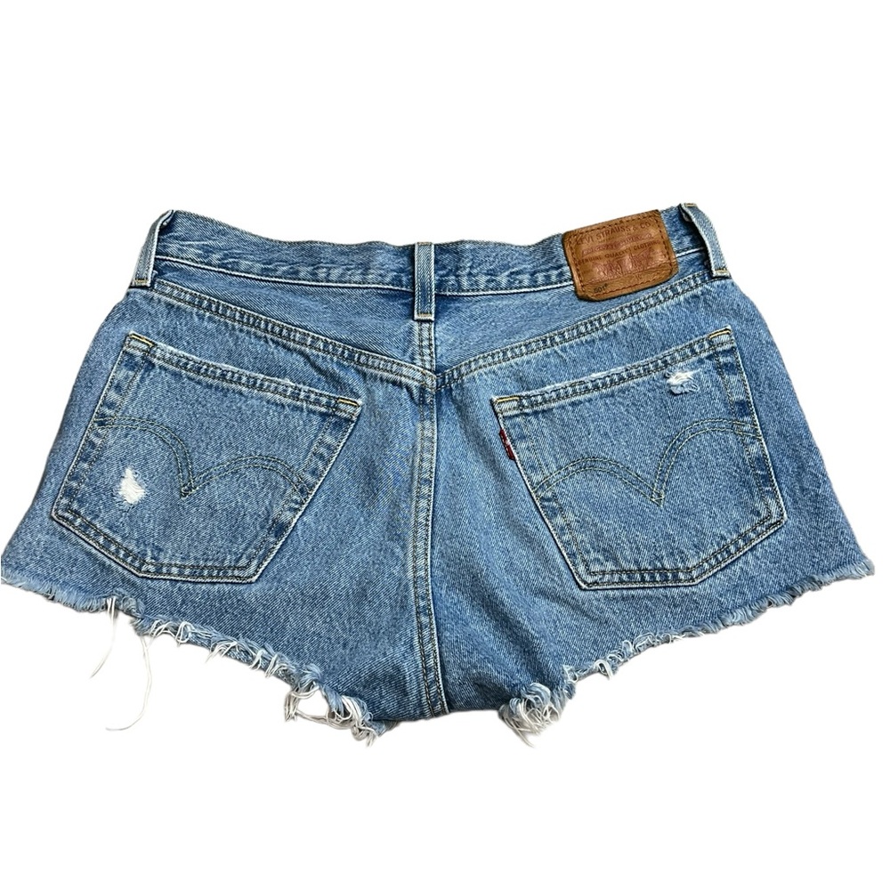 Levi’s Premium Denim shorts Women’s 27 Blue Jean distressed cutoff shorts - Picture 9 of 9